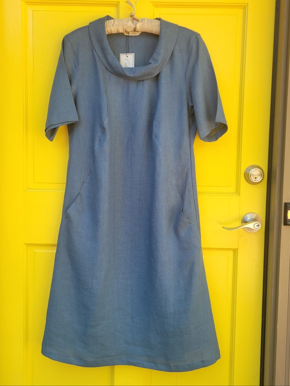 NWT Oda Lux 100% Linen Midi Shift Dress Made in Lithuania 42